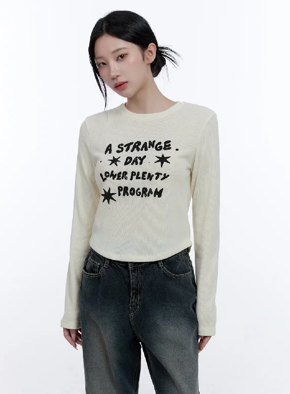 Mock Neck Women Long Sleeve Top for a Modern AestheticSimple Lettering Long Sleeve Top CD416