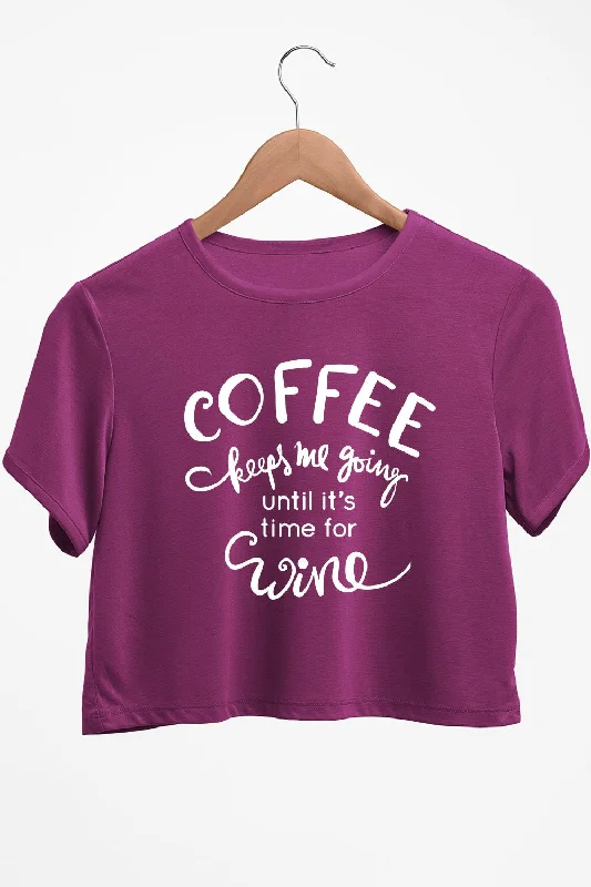 Printed Floral Women's Crop Top in Yellow for a Vibrant and Spring - Inspired OutfitCoffee Keeps Me Going Graphic Printed Purple Crop Top