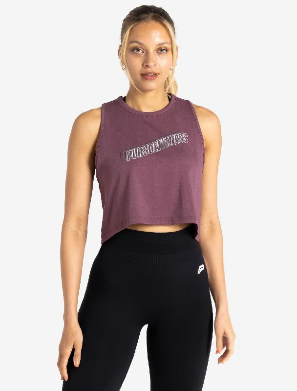 Off - Shoulder Women's Crop Top in Navy for a Chic and Trendy Beach EnsembleWave Crop Tank - Plum