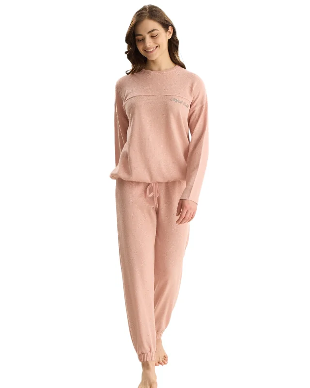 Plus Size Women's Drawstring - Waist Loungewear Pants in Soft FabricsClassic Winter Pajama Set with Long Sleeve Top and Pants