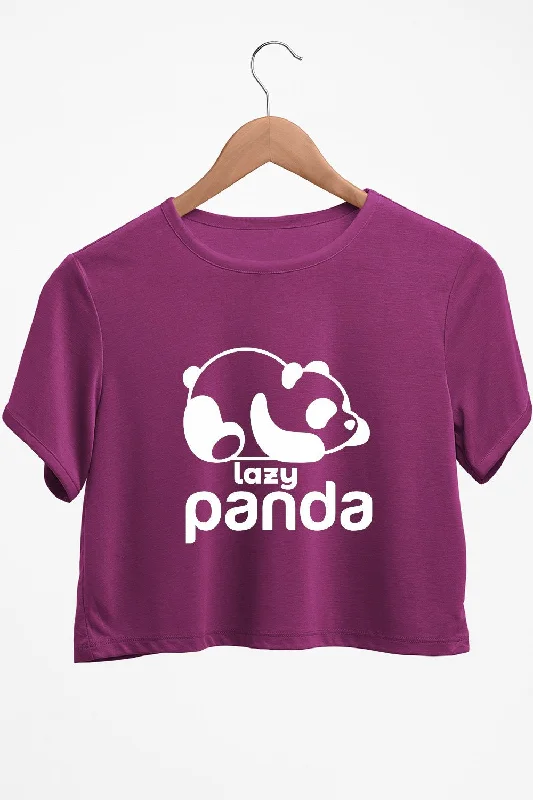 Metallic - Finish Women's Crop Top in Silver for a Futuristic and Eye - Catching LookLazy Panda Graphic Printed Purple Crop Top