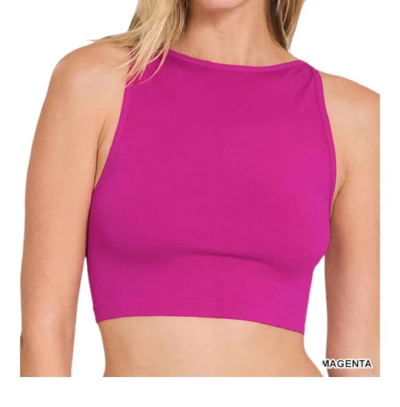 Printed Floral Women's Crop Top in Yellow for a Vibrant and Spring - Inspired OutfitSeamless Crop Top Bralette In Magenta