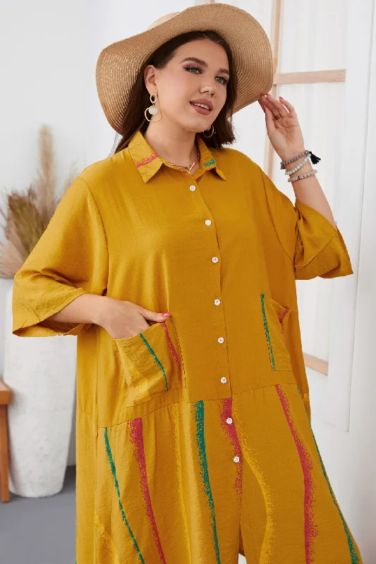 Plus Size Irregular Short Sleeves Shirt Dress