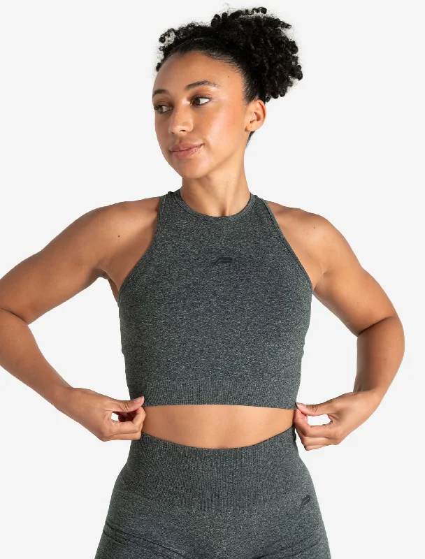 Sports - Style Women's Crop Top in Gray with Moisture - Wicking Fabric for WorkoutsForm Seamless Crop Tank - Green Marl