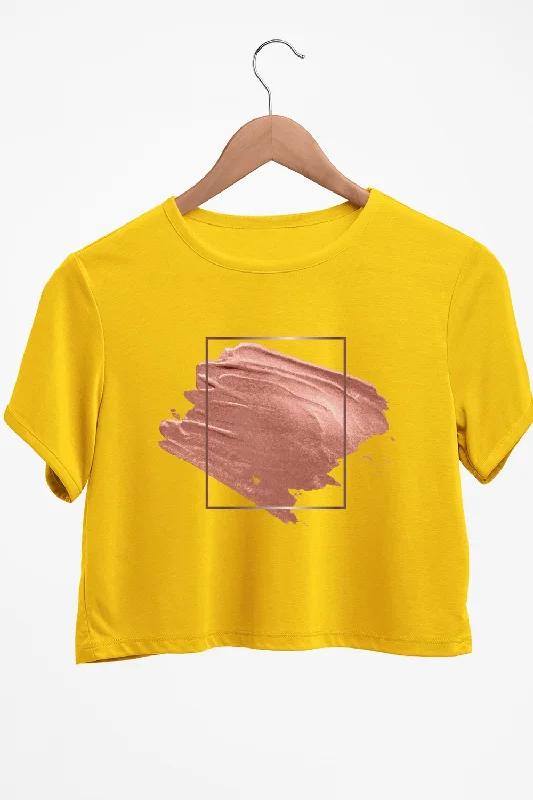 Off - Shoulder Women's Crop Top in Navy for a Chic and Trendy Beach EnsemblePaint Strokes Graphic Printed Yellow Crop Top