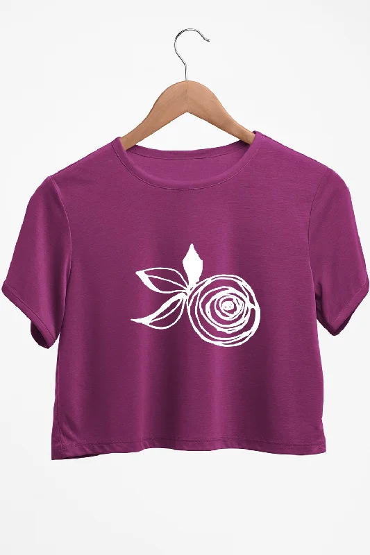 Plunging V - Neck Women's Crop Top in Red for a Bold and Sexy StatementRose Graphic Printed Purple Crop Top