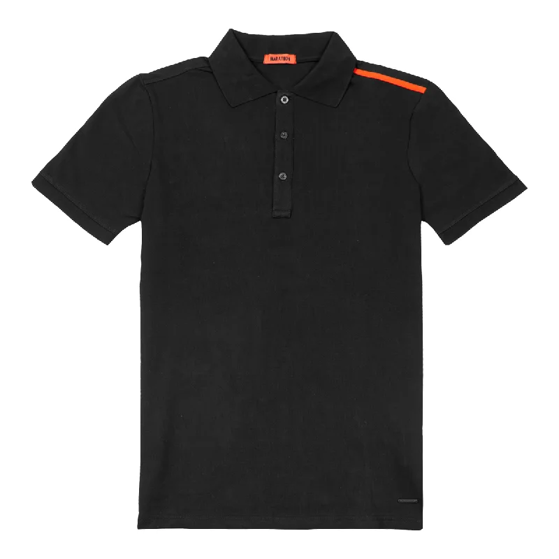 Striped linen blend polo shirt for summer beach partiesTMC Contrast Shoulder Polo - Black/Red