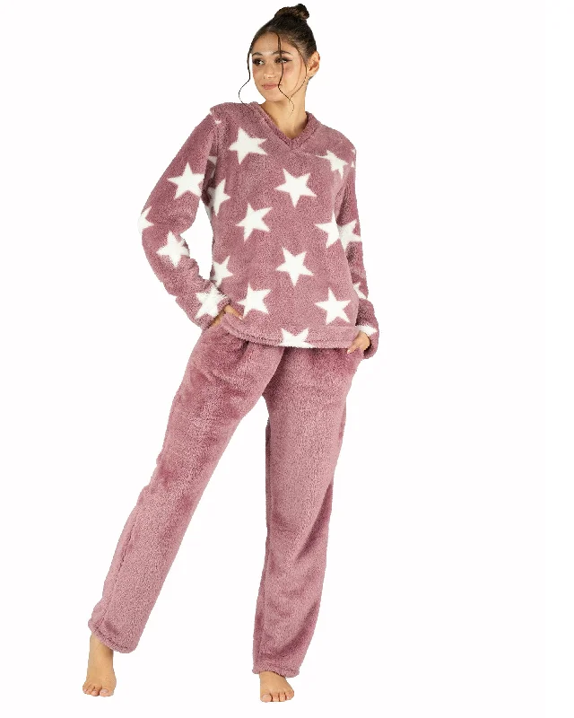 Women's Straight - Leg Linen Pants for a Breezy Summer LookCharming Stars Winter Printed Sleep Top and Plain Long Pants