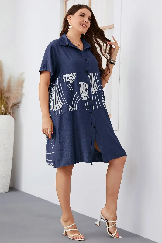 Plus Size Casual Mini Shirt Dress