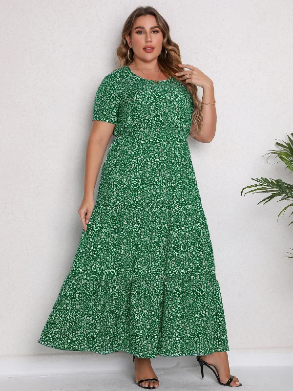 Short Sleeve Round Neck Maxi Dress