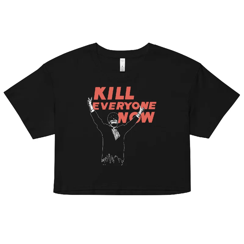 Backless Women's Crop Top in Black for a Sensual and Alluring Evening OutfitNomeansno "Kill Everyone Now" Black Crop Top