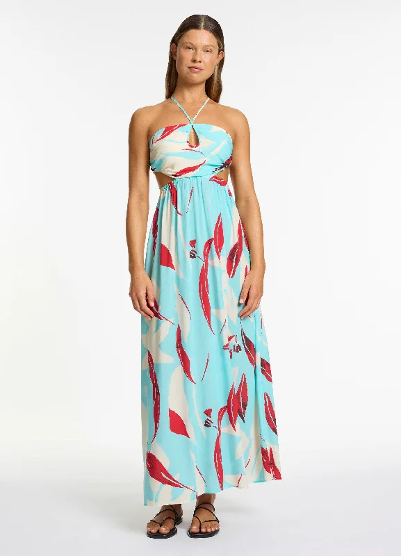 Sustainable organic cotton cover ups for eco - conscious beach loversFauna Gathered Maxi Dress - Dolce