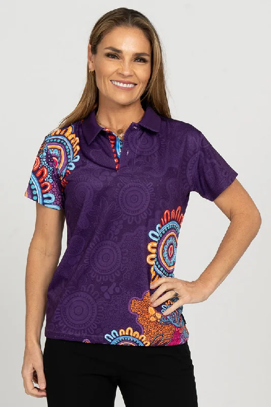 High - low hem polo shirt for a modern touchCelebration Purple Bamboo Essence Women's Fitted Polo Shirt