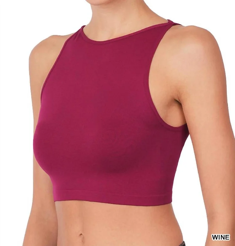 Sleeveless Women's Linen Crop Top in Natural for a Breathable and Casual Summer StyleSeamless Crop Top Bralette In Wine