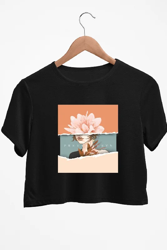 Long - Sleeve Women's Ribbed Crop Top in Beige for a Stylish and Cozy Fall OutfitPretty Hurts Graphic Printed Black Crop Top