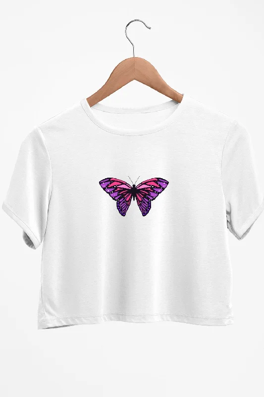 Sheer Mesh Women's Crop Top in White for a Sexy and Alluring Summer LookButterfly Graphic Printed White Crop Top