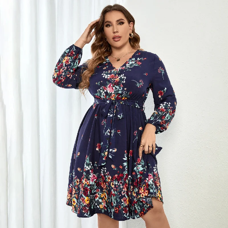 Plus Size Elegant Midi Floral Dress