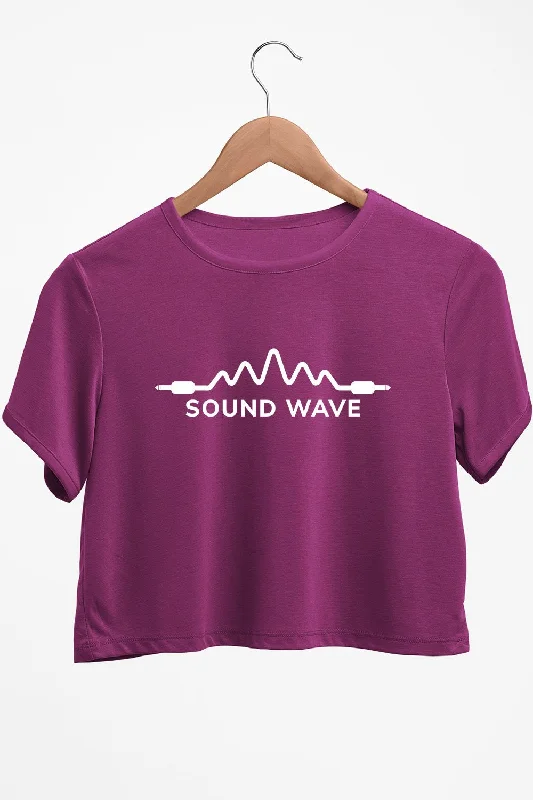 Button - Down Women's Cotton Crop Top in Denim Blue for a Classic and Versatile LookSound Wave Graphic Printed Purple Crop Top