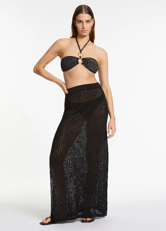 Poncho - style cover ups for a cozy and fashionable beach accessoryTirari Nights Knit Maxi Skirt - Black