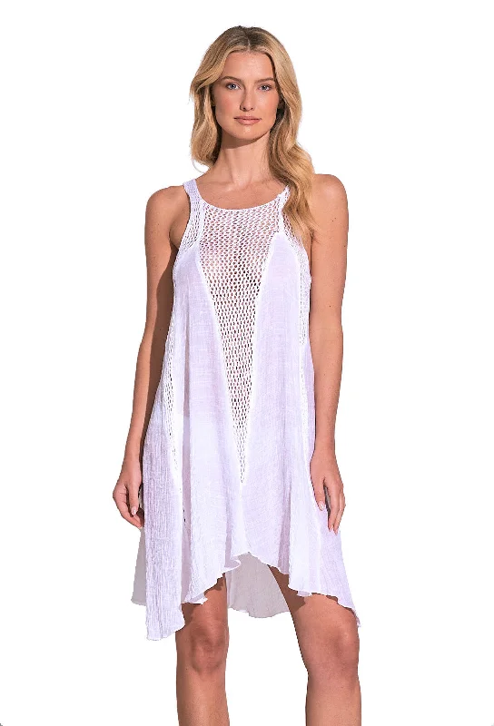 Elan Summer Beach Dress Sleeveless Crochet Inset Cover-Up