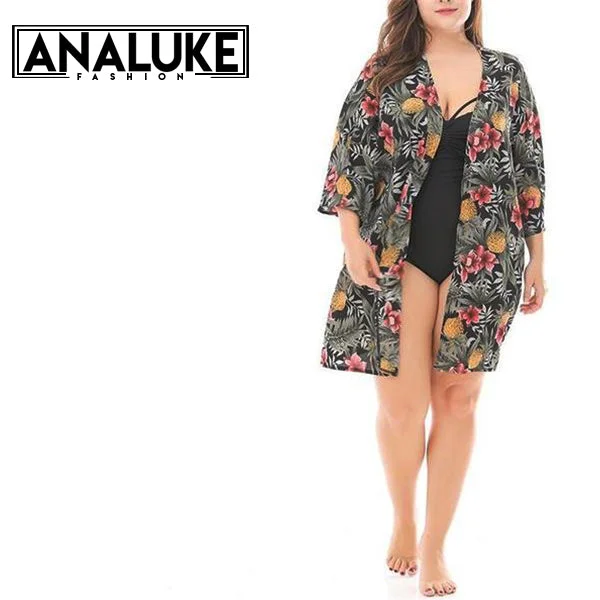 Mini - length cover ups for a more daring and youthful beach styleBig Size Sexy Elegant Floral Cardigan