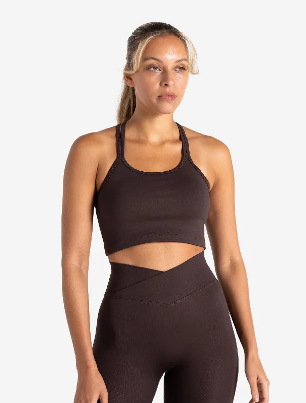 Sports - Style Women's Crop Top in Gray with Moisture - Wicking Fabric for WorkoutsSculpt Seamless Built-In Bra Tank - Espresso