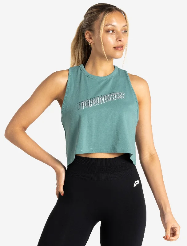 Sports - Style Women's Crop Top in Gray with Moisture - Wicking Fabric for WorkoutsWave Crop Tank - Teal