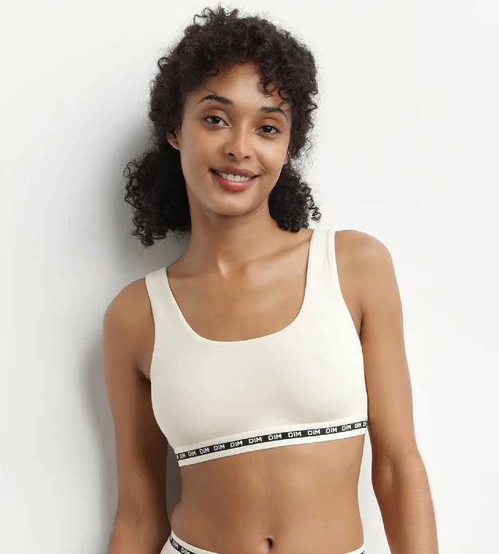 Sheer Mesh Women's Crop Top in White for a Sexy and Alluring Summer LookBrassière crop top Beige sans armature en modal polyamide Dim Icons Seamless