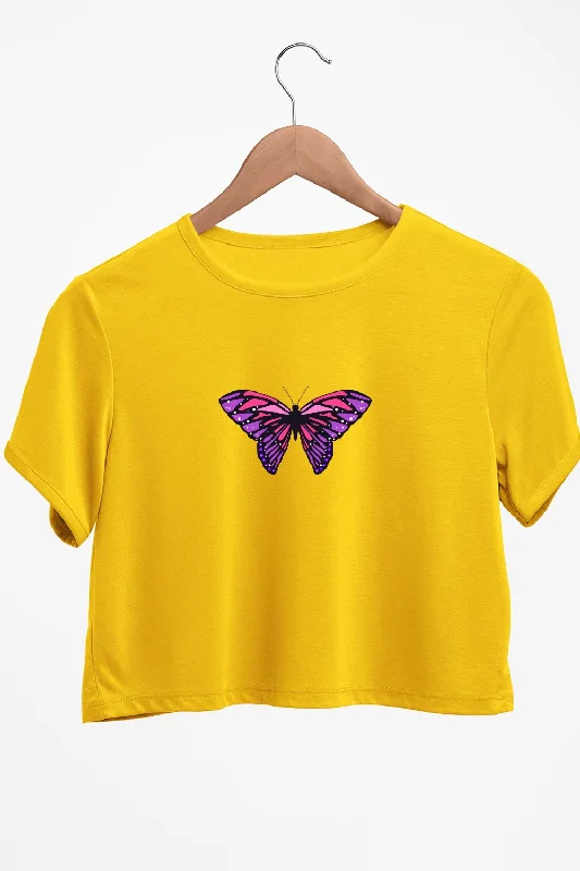 Backless Women's Crop Top in Black for a Sensual and Alluring Evening OutfitButterfly Graphic Printed Yellow Crop Top