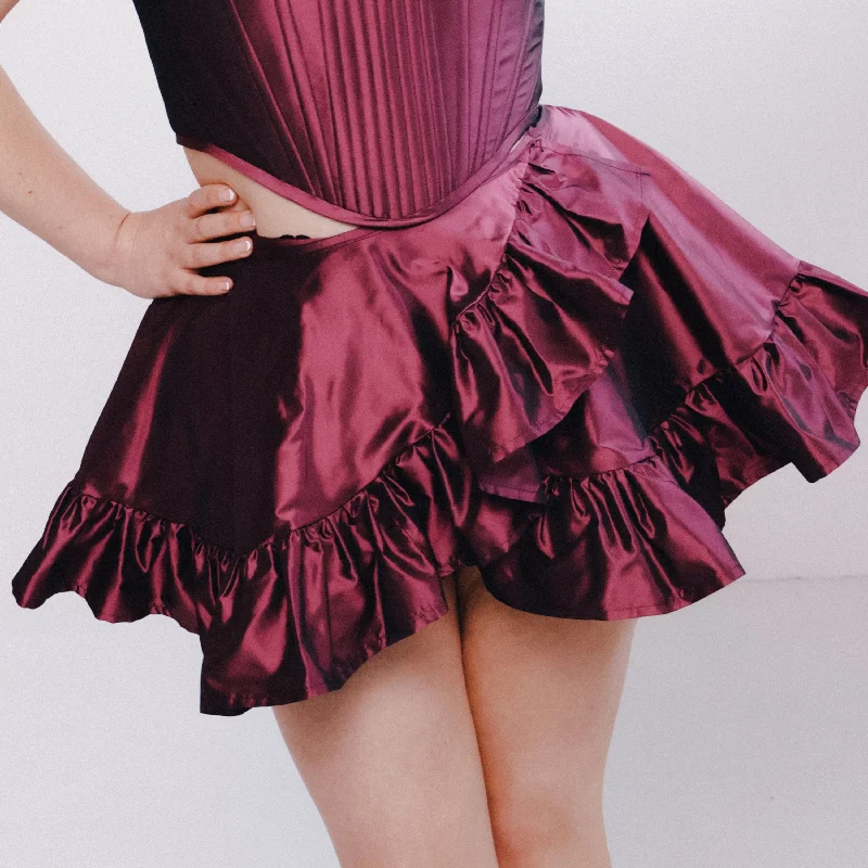 Hand - wash only silk skirt with intricate embroideryMavis Skirt Dark Pink Taffeta