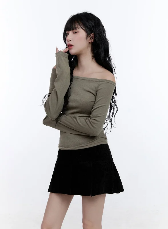 Button - Down Women Long Sleeve Top for a Classic StyleEssential Off-Shoulder Long Sleeve Top CD419