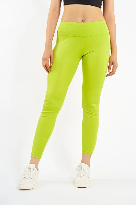 Women's Tight Trousers with Drawstring Waist in Khaki for a Relaxed and Adjustable FitAcid Lime Crucial Basic Leggings