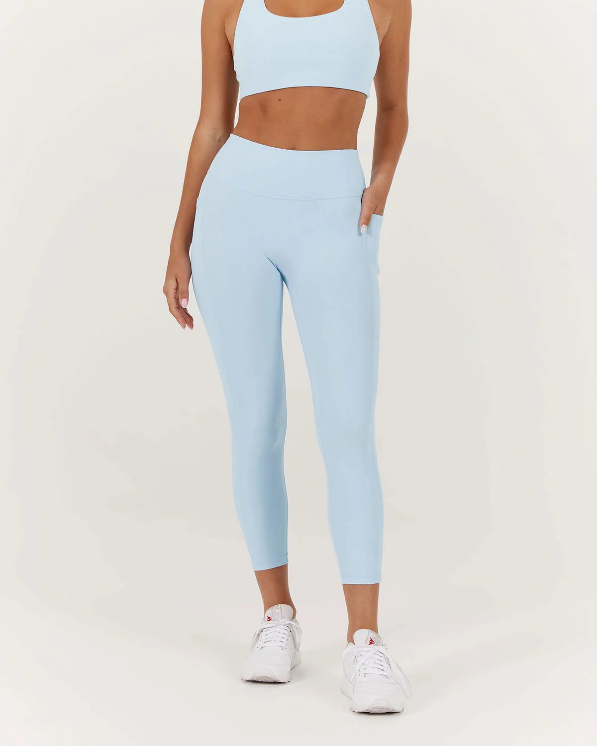 High - Waisted Women's Leather Tight Trousers in Black for a Rock - Chic LookMuscle Republic | Motion Pocket Leggings 24" - Ice Blue