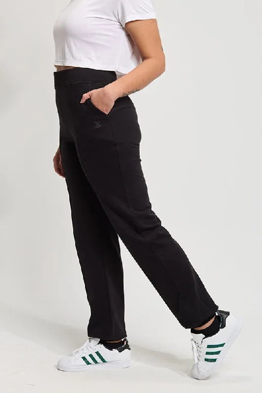 Women's Tight Trousers with Elastic Waistband in Black for Easy and Comfortable WearBlack Splash Jogger