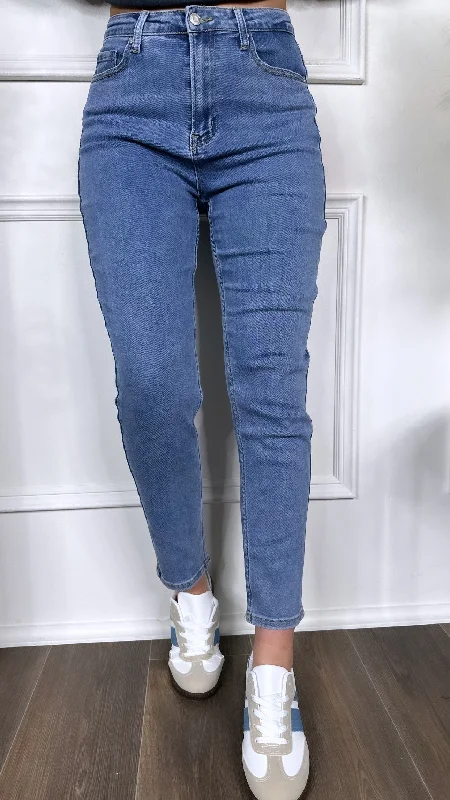 Light - wash women jeans for a fresh and summery appearanceAllison Blue Mom Fit Jeans