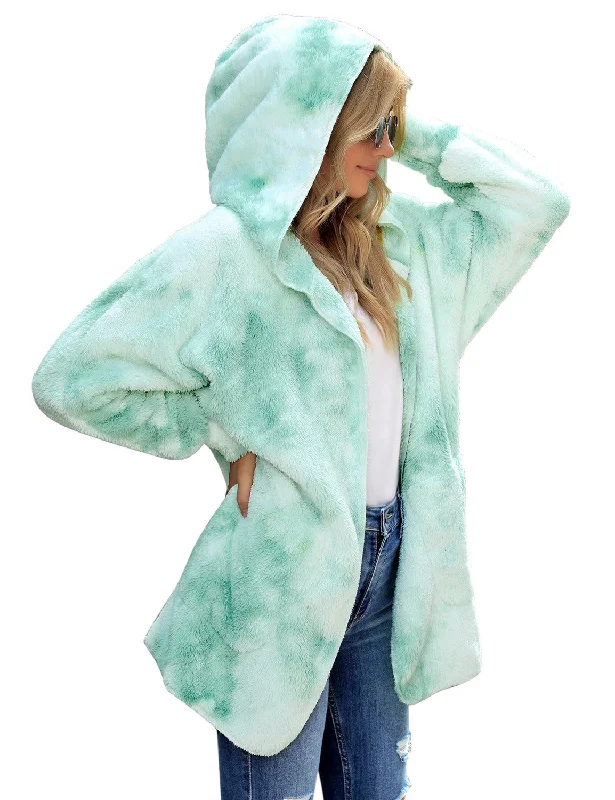 Women's Oversized Open Front Hooded Draped Pockets Cardigan Coat