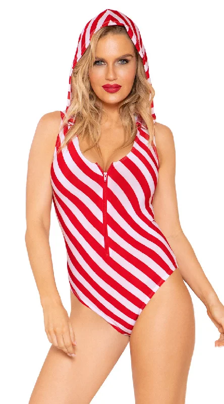 Mesh Bodysuits for a Bold and Edgy Fashion StatementCandy Cane Cutie Hooded Bodysuit