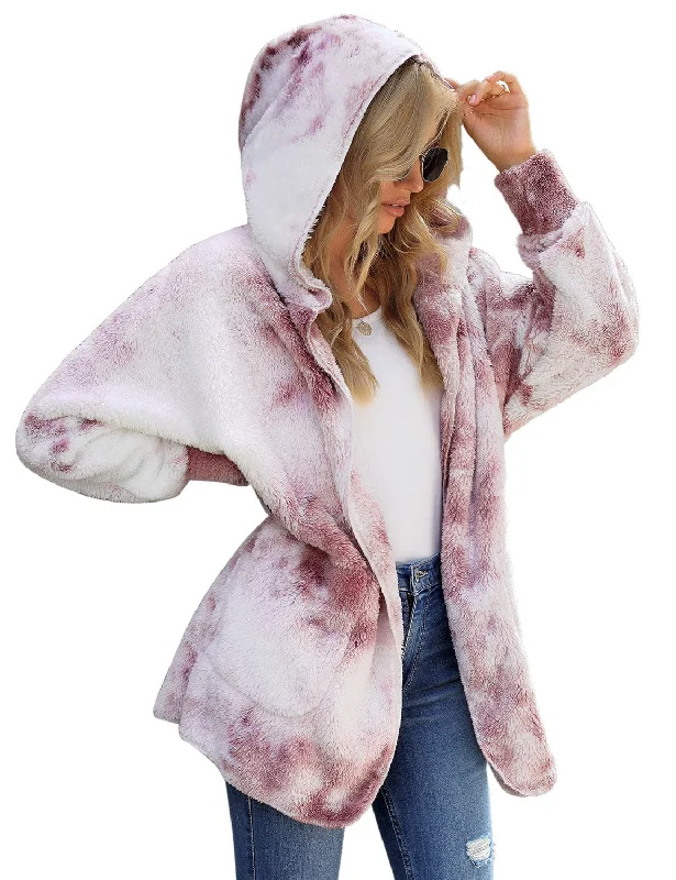 Women's Oversized Open Front Hooded Draped Pockets Cardigan Coat