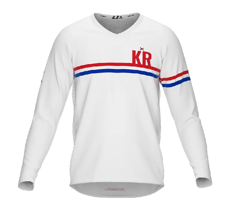 MTB BMX Cycling Jersey Long Sleeve Code South Korea White for Men and Women