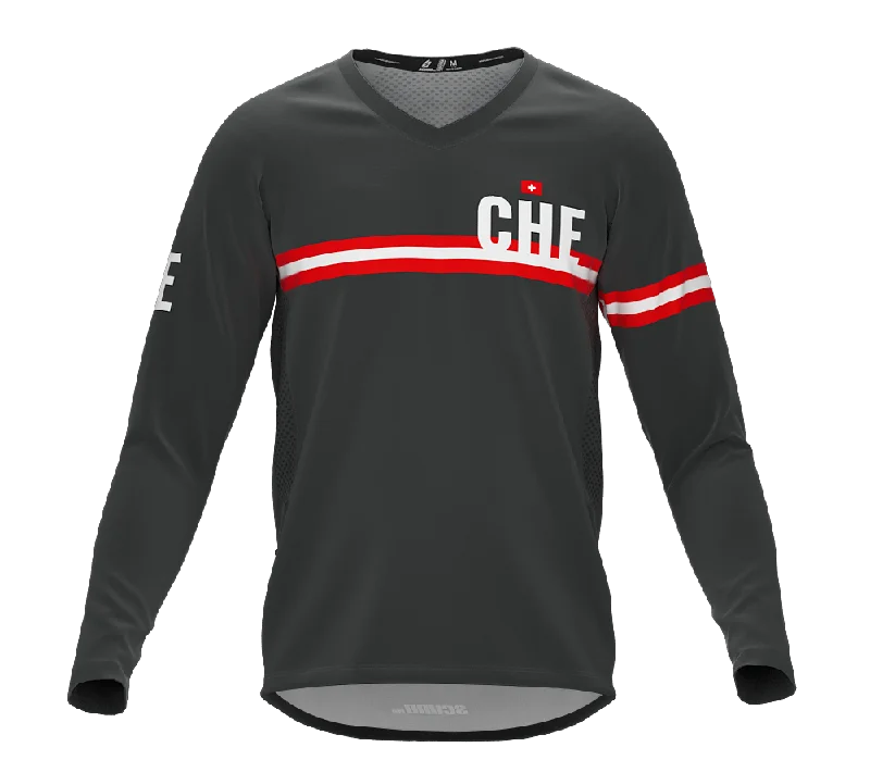 MTB BMX Cycling Jersey Long Sleeve Code Switzerland Gray for Men and Women