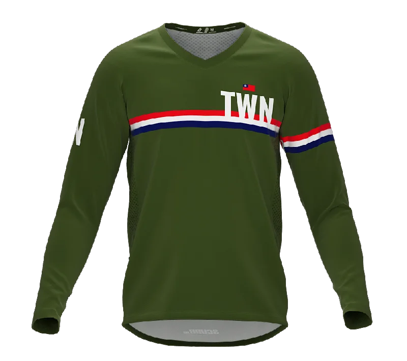 MTB BMX Cycling Jersey Long Sleeve Code Taiwan Green for Men and Women