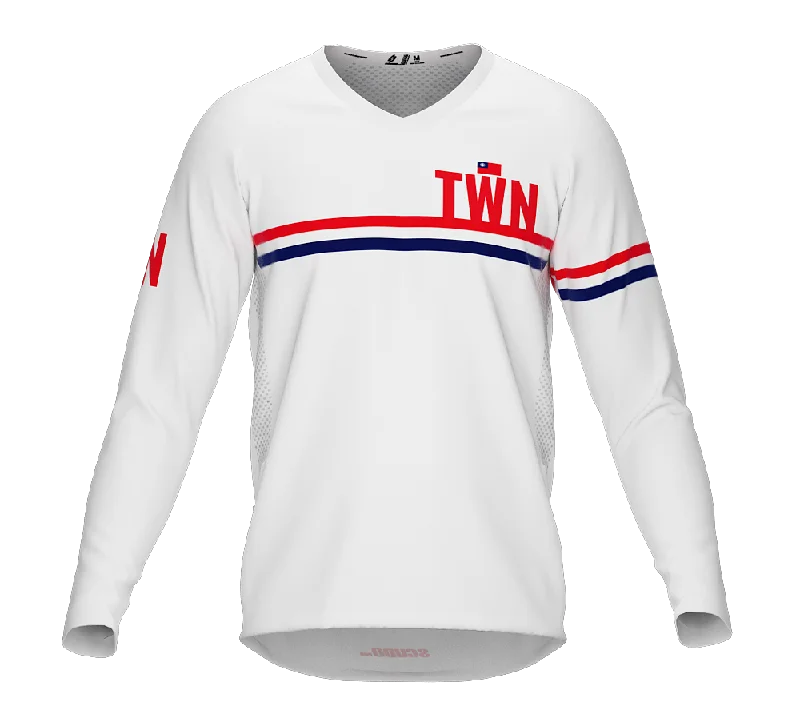 MTB BMX Cycling Jersey Long Sleeve Code Taiwan White for Men and Women