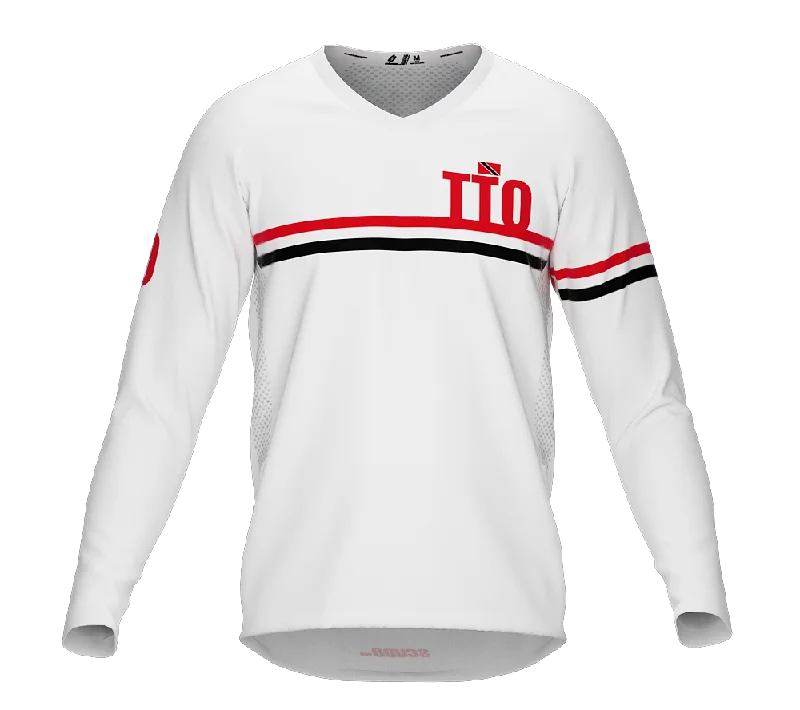 MTB BMX Cycling Jersey Long Sleeve Code Trinidad And Tobago White for Men and Women