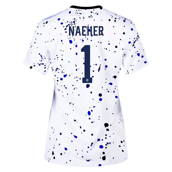 Nike Womens United States Alyssa Naeher 4 Star Home Jersey 23/24 w/ 2019 World Cup Champion Patch (White/Loyal Blue)