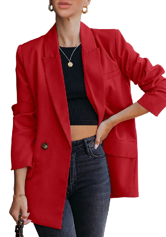 True Red Blazer Jackets for Women Business Casual Outfits Work Office Blazers Lightweight Dressy Suits with Pocket