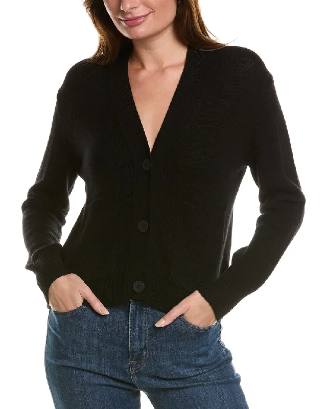 lightweight women cardigan for spring and fallForte Cashmere Pocket V-Neck Wool & Cashmere-Blend Cardigan