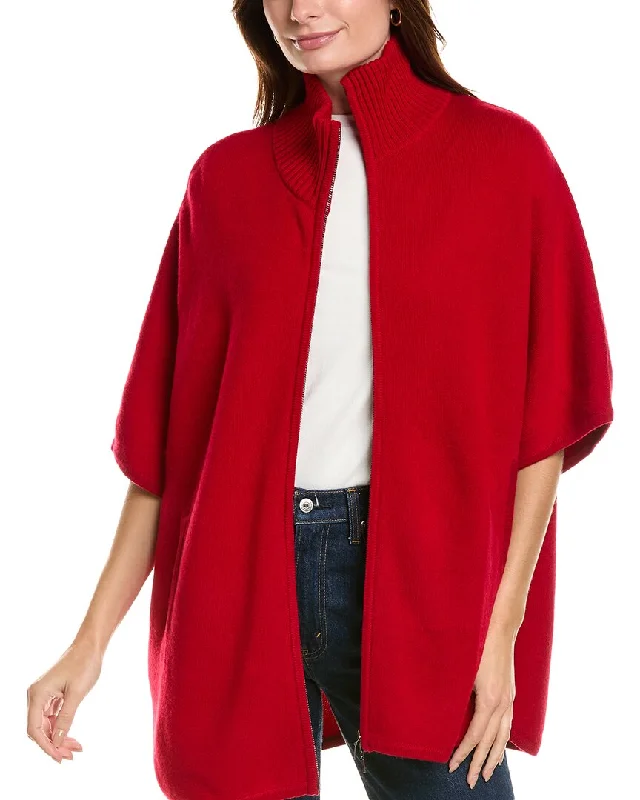 hooded women cardigan for added warmth and styleForte Cashmere Zip Mock Wool & Cashmere-Blend Cardigan