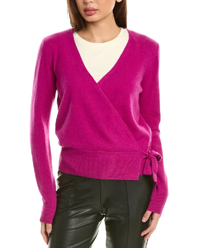 cable knit women cardigan with intricate patternsInCashmere Tie-Side Cashmere Cardigan