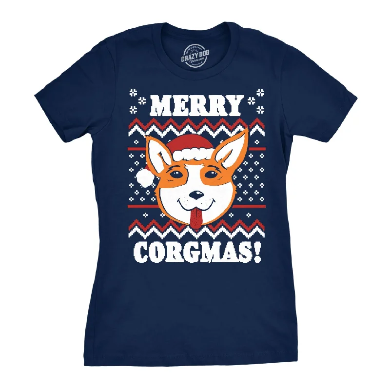 Puff Sleeve Women T Shirt for a Fashion - Forward LookMerry Corgmas Ugly Christmas Sweater Women's T Shirt