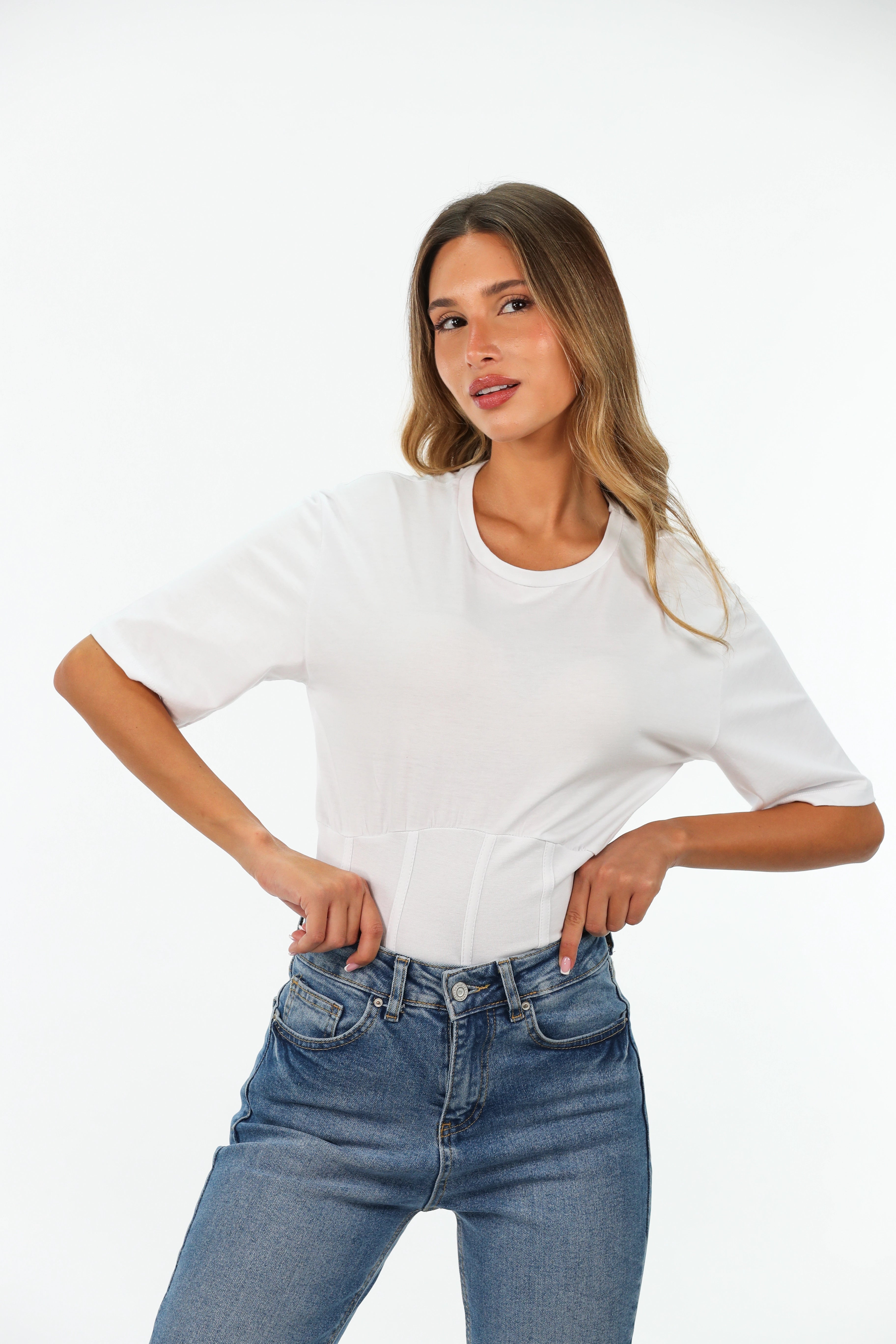 Crop Top Women T Shirt to Pair with High - Waisted BottomsBlack Corset Top Short Sleeved